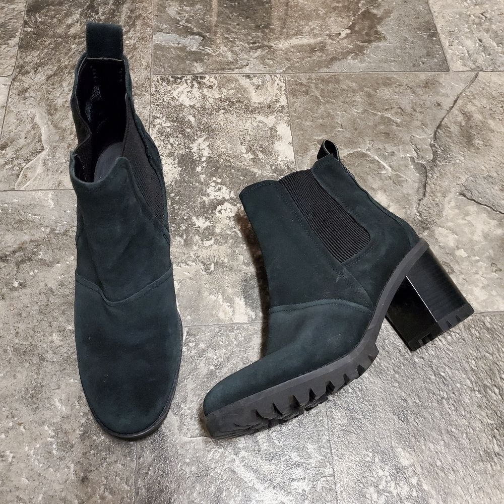 Ugg Hazel Waterproof Block Heel Black Suede Leather Chelsea Ankle Boots Bootie‎ - Picture 2 of 10